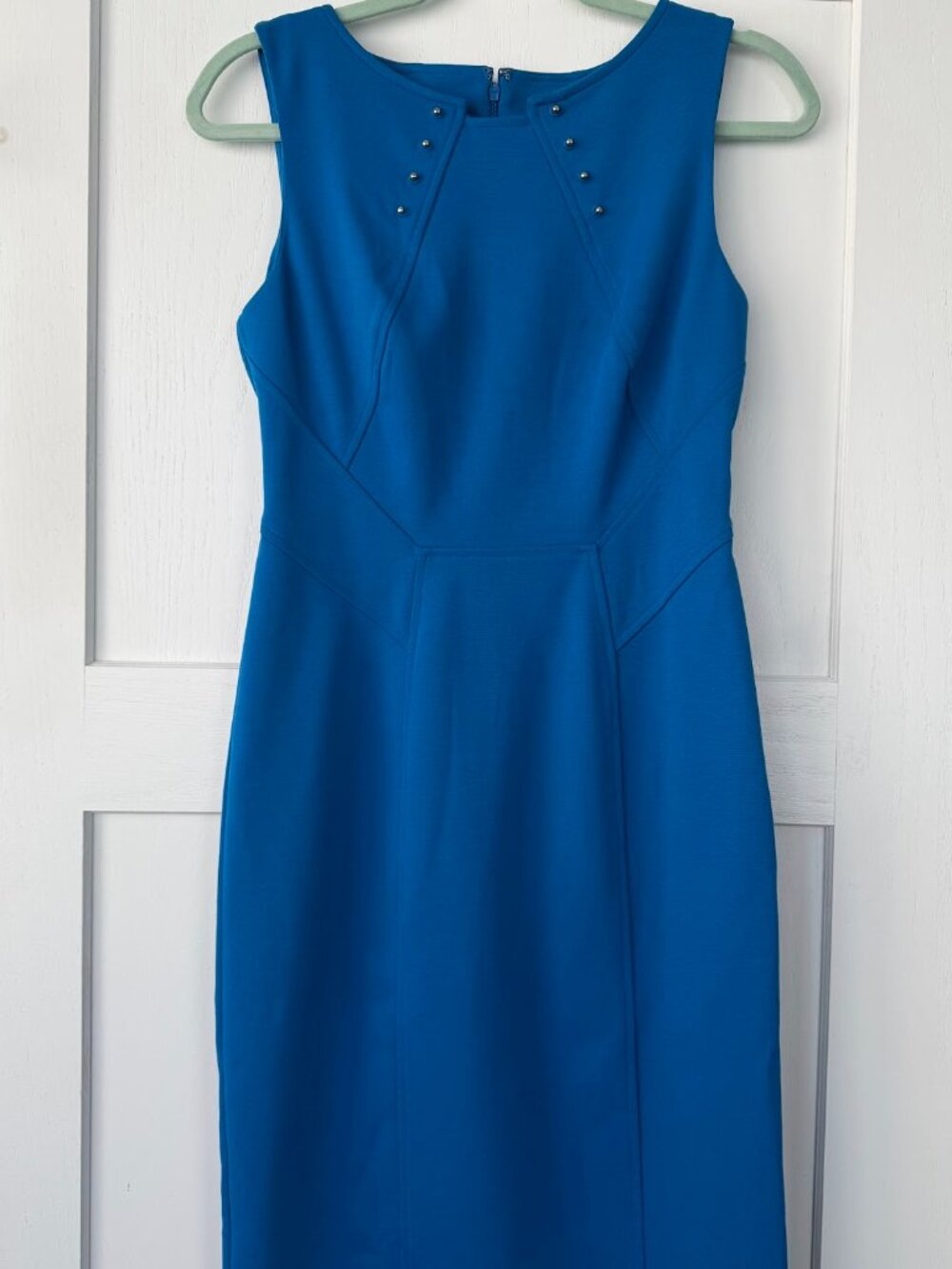 Ivanka Trump Royal Blue Studded Yoke Sheath Dress Sleeveless Size 4
